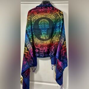 🌈 Andean Rainbow Scarf/Shawl – Tumi God Design – Soft & Vibrant – Unisex